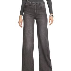 Chico's Boyfriend Ankle Cropped Grey Stylish Washed‎ Black Denim Jeans Size 14